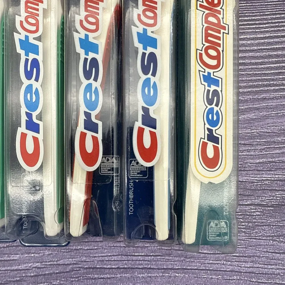 LOT 5 Crest 1992 93 Complete Straight Angle Soft Toothbrush Large/Small Rippled